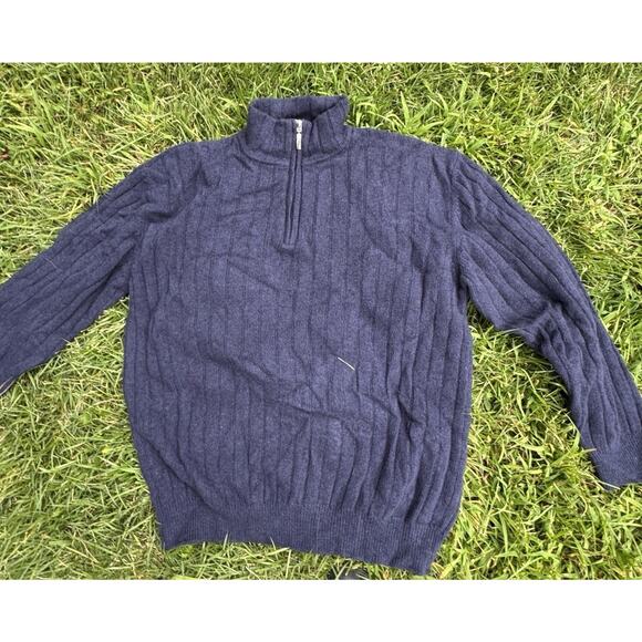 Hathaway Platinum Sweater Men's 100% Geelong Lambs Wool 1/4 Zip Italy Sz Large - Picture 1 of 7